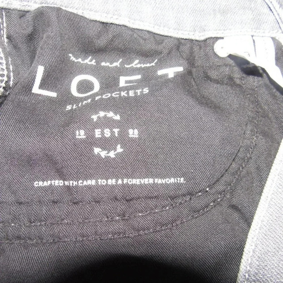 LOFT High Waist Flare Crop Gray Frayed Jeans Size 8 - Picture 8 of 8